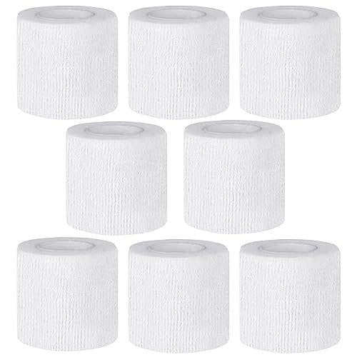 CIYAGPOOU Selbstklebende Bandage, 2 Zoll Weiß, Elastische Kohäsivbinde, für Hunde, Tattoo-Griff, Sport, Erste Hilfe, 8er-Pack