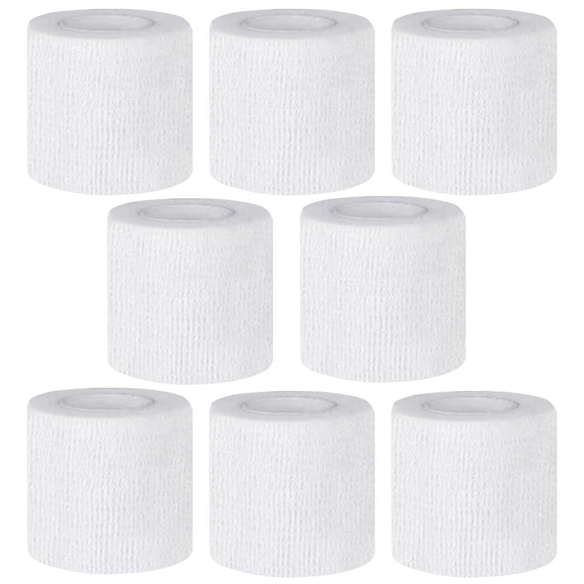 CIYAGPOOU Selbstklebende Bandage, 2 Zoll Weiß, Elastische Kohäsivbinde, für Hunde, Tattoo-Griff, Sport, Erste Hilfe, 8er-Pack