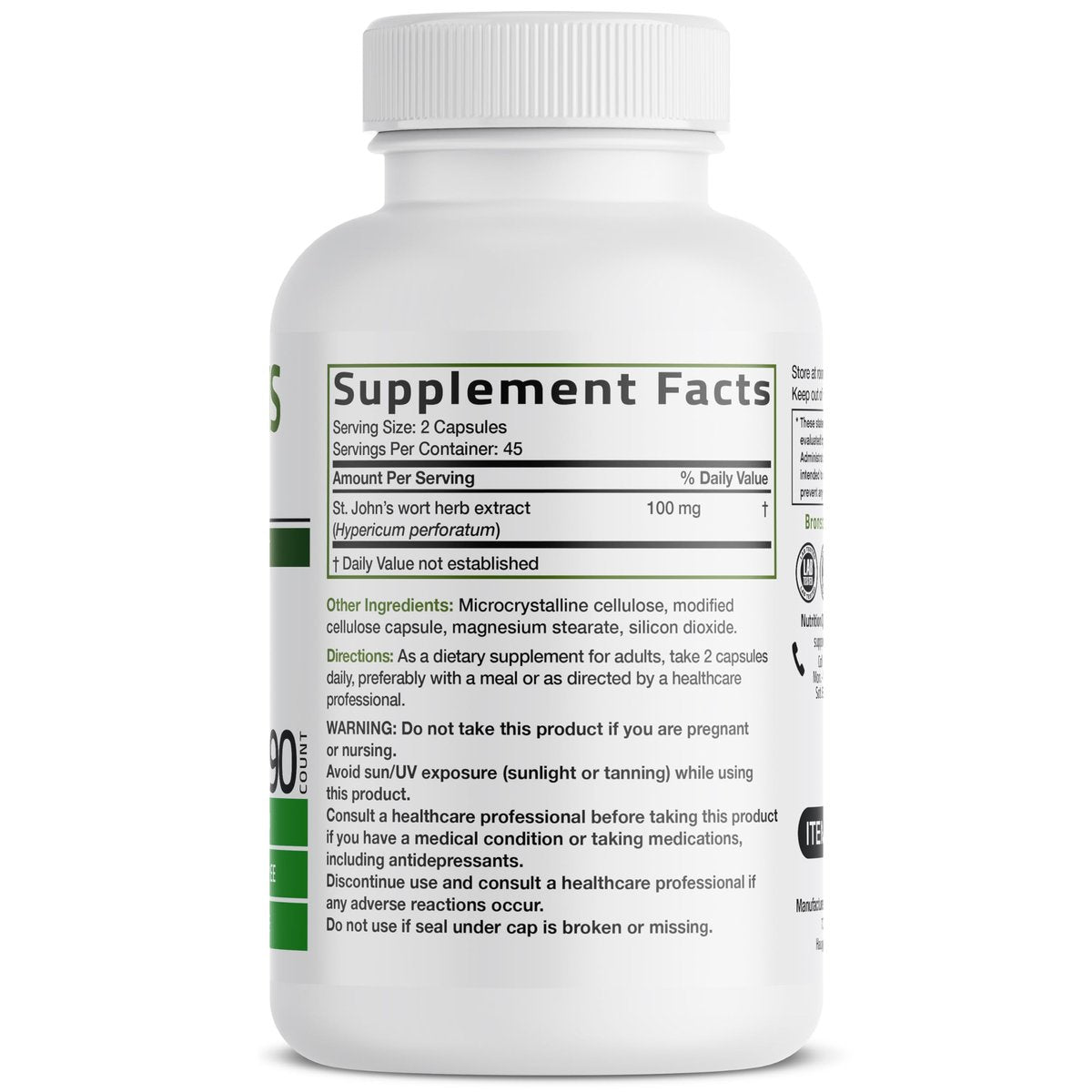 Bronson Johanniskraut 700 mg pro Portion Hypericum Perforatum Unterstützt eine positive Stimmung - Non-GMO, 90 Kapseln