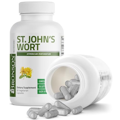 Bronson Johanniskraut 700 mg pro Portion Hypericum Perforatum Unterstützt eine positive Stimmung - Non-GMO, 90 Kapseln