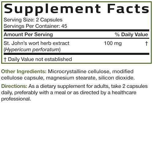 Bronson Johanniskraut 700 mg pro Portion Hypericum Perforatum Unterstützt eine positive Stimmung - Non-GMO, 90 Kapseln