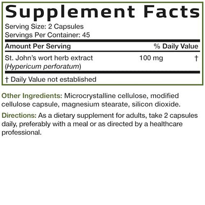 Bronson Johanniskraut 700 mg pro Portion Hypericum Perforatum Unterstützt eine positive Stimmung - Non-GMO, 90 Kapseln