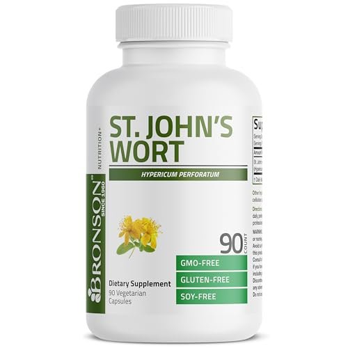 Bronson Johanniskraut 700 mg pro Portion Hypericum Perforatum Unterstützt eine positive Stimmung - Non-GMO, 90 Kapseln