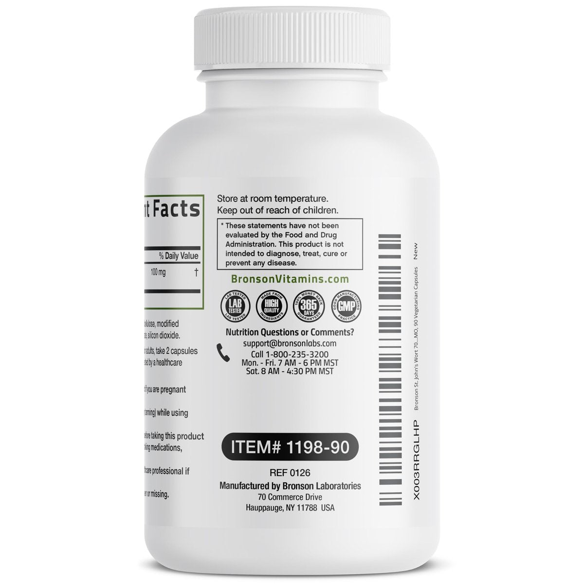 Bronson Johanniskraut 700 mg pro Portion Hypericum Perforatum Unterstützt eine positive Stimmung - Non-GMO, 90 Kapseln