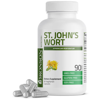 Bronson Johanniskraut 700 mg pro Portion Hypericum Perforatum Unterstützt eine positive Stimmung - Non-GMO, 90 Kapseln