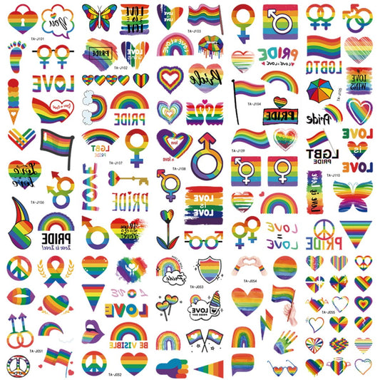 200+ Pcs Pride Tattoos – 20 Blätter wasserfeste Regenbogen-Tätowierungen für LGBTQ+-Feierlichkeiten