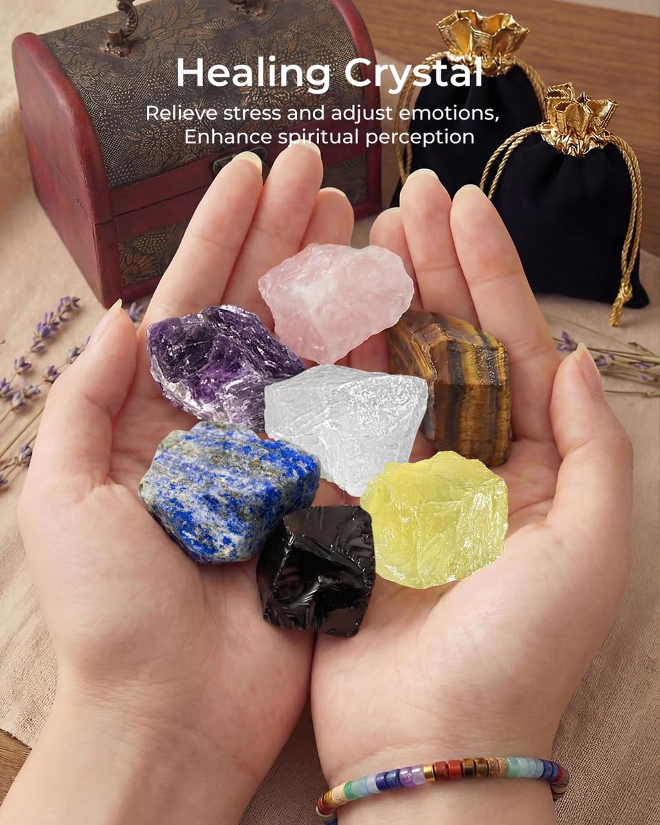 Kristalle und Heilsteine Set - Chakra Kristalle Geschenk für Frauen, Daumen-Worry Stones, Chakra Armbänder, 7 Chakra Steine Set, Orgon Pyramide für positive Energiebalance, Geburtstagsgeschenke für Frauen
