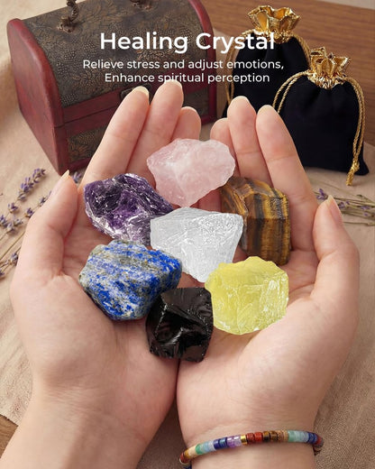 Kristalle und Heilsteine Set - Chakra Kristalle Geschenk für Frauen, Daumen-Worry Stones, Chakra Armbänder, 7 Chakra Steine Set, Orgon Pyramide für positive Energiebalance, Geburtstagsgeschenke für Frauen