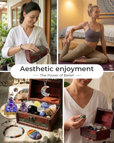Kristalle und Heilsteine Set - Chakra Kristalle Geschenk für Frauen, Daumen-Worry Stones, Chakra Armbänder, 7 Chakra Steine Set, Orgon Pyramide für positive Energiebalance, Geburtstagsgeschenke für Frauen
