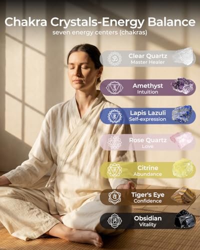Kristalle und Heilsteine Set - Chakra Kristalle Geschenk für Frauen, Daumen-Worry Stones, Chakra Armbänder, 7 Chakra Steine Set, Orgon Pyramide für positive Energiebalance, Geburtstagsgeschenke für Frauen