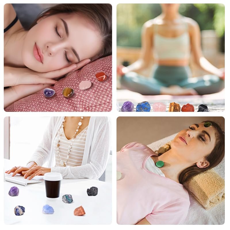 Kristalle und Heilsteine Set - Chakra Kristalle Geschenk für Frauen, Daumen-Worry Stones, Chakra Armbänder, 7 Chakra Steine Set, Orgon Pyramide für positive Energiebalance, Geburtstagsgeschenke für Frauen