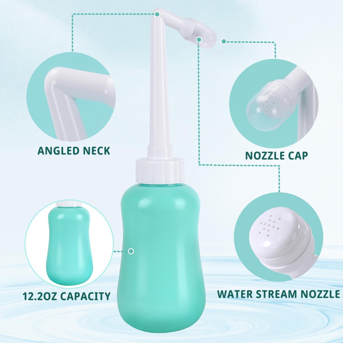 GOLDEN DEER Peri Flasche für die Nachsorge – Perineale Reinigung nach der Geburt, 12,7 Unzen, Türkis