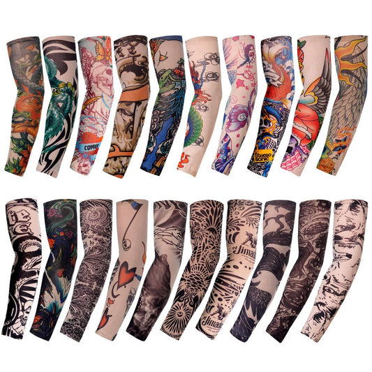 HOVEOX 20 Stück Temporäre Tattoo Arm Sleeves – Fälschung Tattoo Ärmel Abdeckung Sonnenschutz Strümpfe Zubehör (Muster 1)