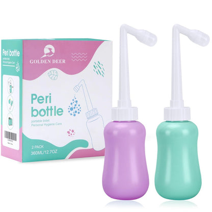 GOLDEN DEER 2er-Pack Peri-Flasche für die Wochenbettpflege, 12,7 oz, Lila & Türkis