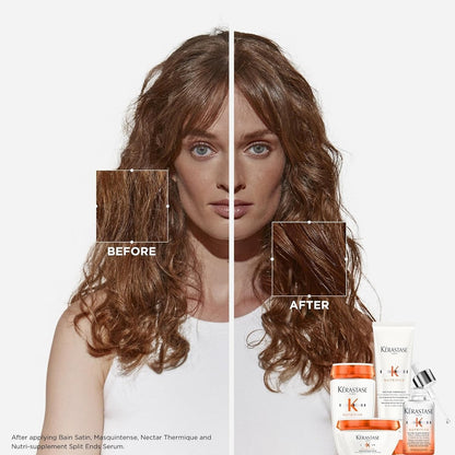 KÉRASTASE Nutritive Sanfte Feuchtigkeitsspendende Shampoo für trockenes Haar - Nährende Proteinformel mit Niacinamid, Feuchtigkeit, Geschmeidigkeit und Wiederherstellung von Dicke und Glanz, Bain Satin, 250 ml
