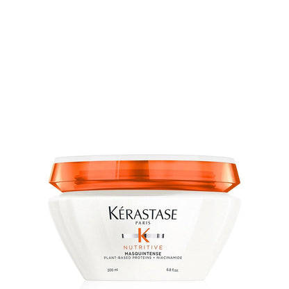 Kérastase Nutritive Masquintense Maske für feines bis mittleres trockenes Haar – Tiefenpflege mit pflanzlichen Proteinen & Niacinamid, 200 ml