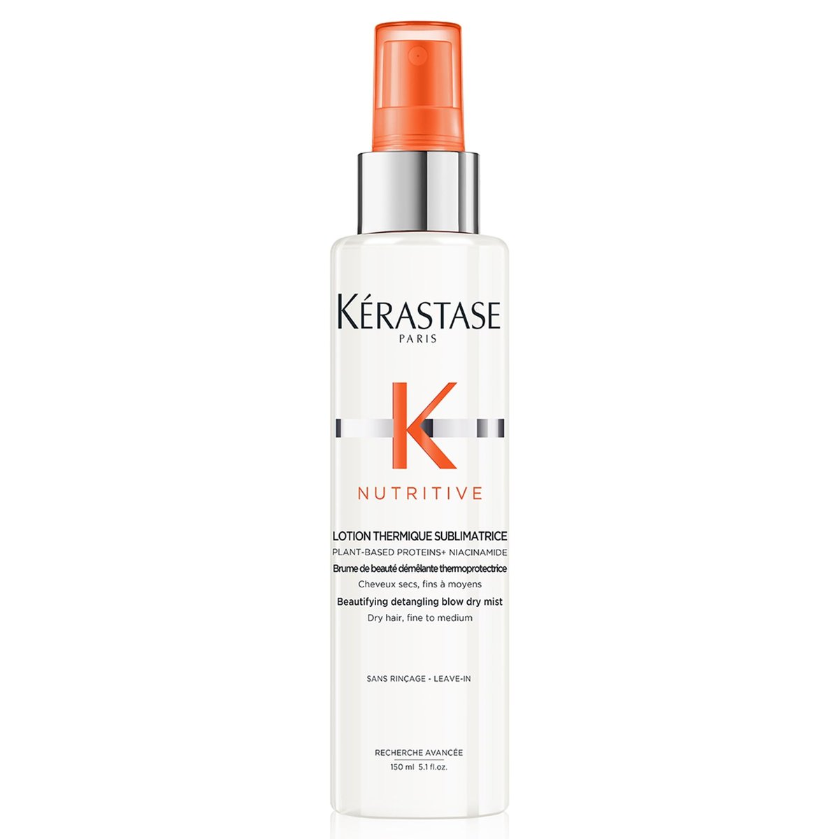 KERASTASE Nutritive Hitzeschutzspray | Nährendes Hitzeschutzmittel für trockenes Haar | Entwirrt, reduziert Frizz und fliegende Haare | Für feines bis mittleres trockenes Haar | Lotion Thermique Sublimatrice | 150 ml