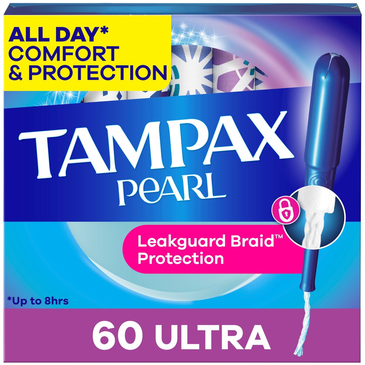 Tampax Pearl Tampons Ultra – 60 Stück mit LeakGuard Geflecht für zuverlässigen Schutz