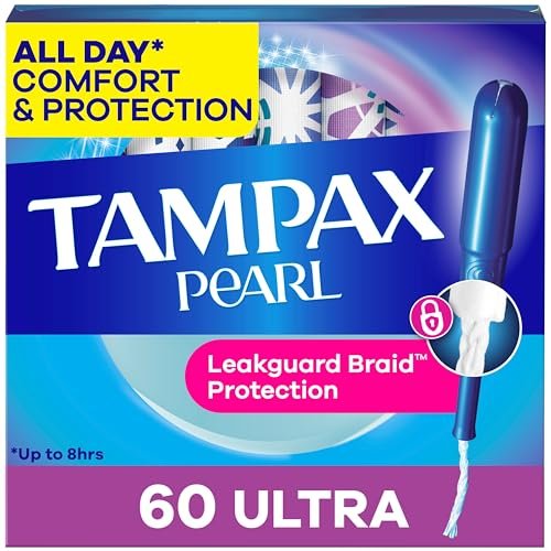 Tampax Pearl Tampons Ultra – 60 Stück mit LeakGuard Geflecht für zuverlässigen Schutz