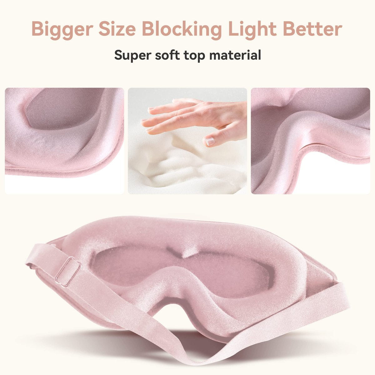 3D Tiefenkontur Schlafmaske für Damen und Herren – Memory-Schaum Augenmaske mit verstellbarem Band – Lichtblockierende Schlafbrille für Reisen, Yoga und Nickerchen (1 Stück, Pink)