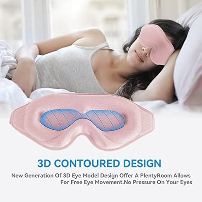 3D Tiefenkontur Schlafmaske für Damen und Herren – Memory-Schaum Augenmaske mit verstellbarem Band – Lichtblockierende Schlafbrille für Reisen, Yoga und Nickerchen (1 Stück, Pink)
