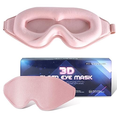 3D Tiefenkontur Schlafmaske für Damen und Herren – Memory-Schaum Augenmaske mit verstellbarem Band – Lichtblockierende Schlafbrille für Reisen, Yoga und Nickerchen (1 Stück, Pink)