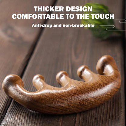 Cureder Holz-Kopfhautmassagegerät - Handgefertigter 100% natürlicher grüner Sandelholz-Kamm mit breiten Zinken - Holzmassagekamm & Sandelholzkamm für luxuriöse Haarpflege