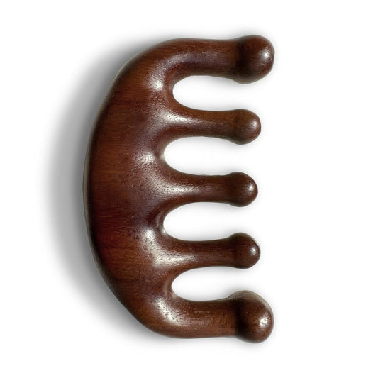 Cureder Holz-Kopfhautmassagegerät - Handgefertigter 100% natürlicher grüner Sandelholz-Kamm mit breiten Zinken - Holzmassagekamm & Sandelholzkamm für luxuriöse Haarpflege