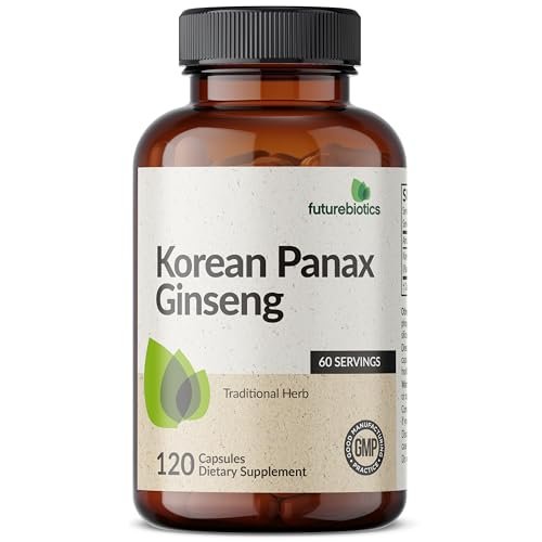 Futurebiotics Korean Panax Ginseng – Energie, Gedächtnis & Gehirnunterstützung, Nicht-GVO, 120 Kapseln