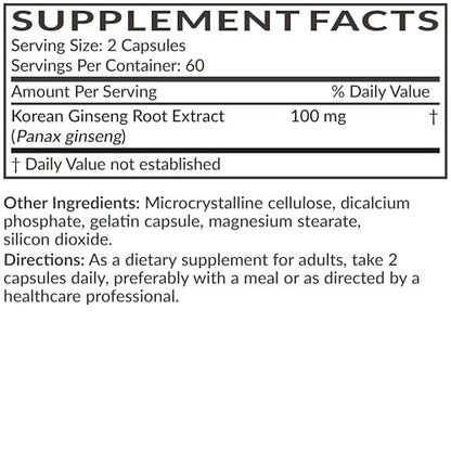Futurebiotics Korean Panax Ginseng – Energie, Gedächtnis & Gehirnunterstützung, Nicht-GVO, 120 Kapseln