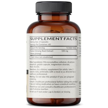 Futurebiotics Korean Panax Ginseng – Energie, Gedächtnis & Gehirnunterstützung, Nicht-GVO, 120 Kapseln
