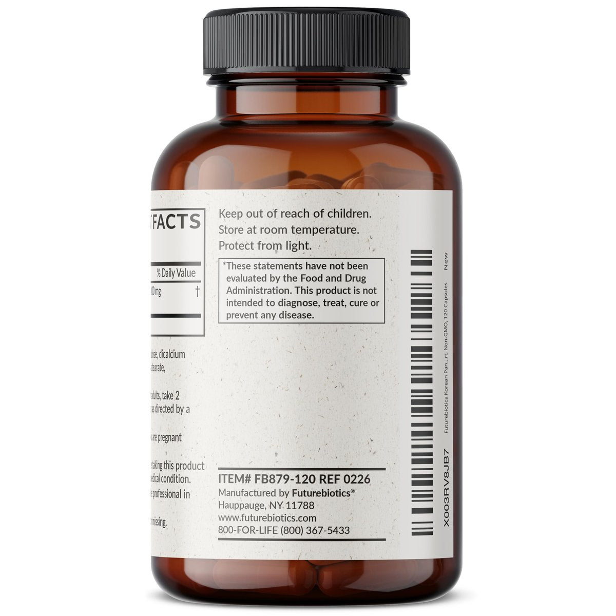 Futurebiotics Korean Panax Ginseng – Energie, Gedächtnis & Gehirnunterstützung, Nicht-GVO, 120 Kapseln