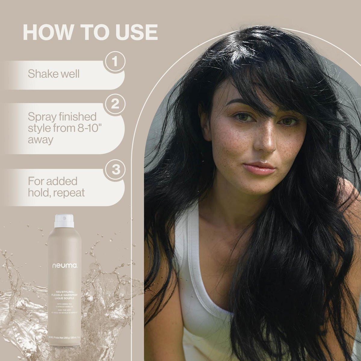 NEUMA Neu Styling Flexible Hair Spray 9 Fl Oz – Flexibler Halt für alle Haartypen mit Lavendel, Mandarine & Vanille Duft