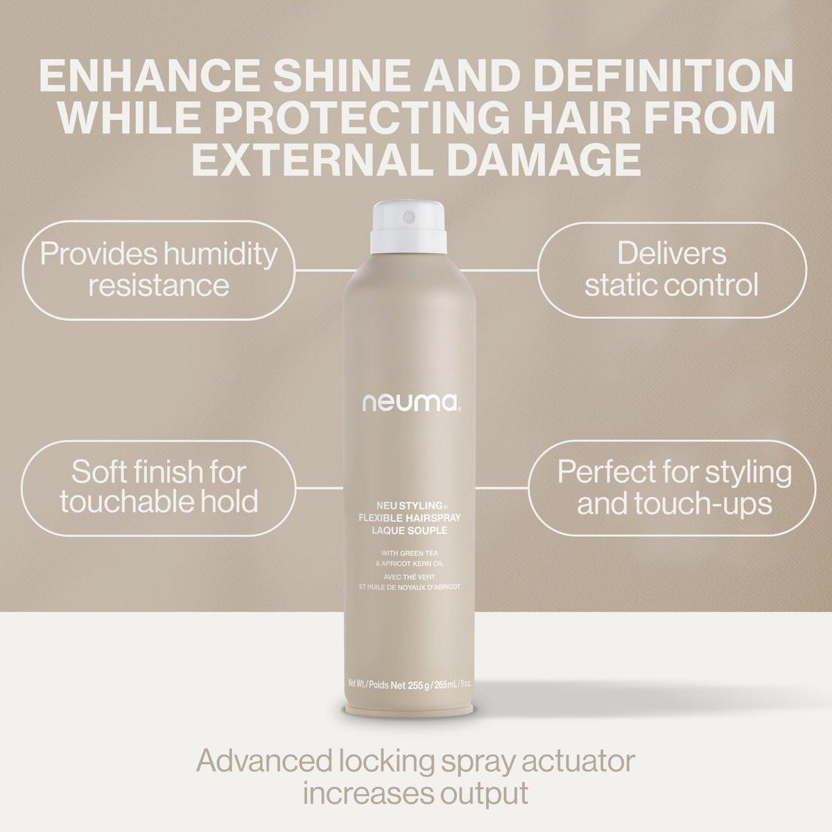 NEUMA Neu Styling Flexible Hair Spray 9 Fl Oz – Flexibler Halt für alle Haartypen mit Lavendel, Mandarine & Vanille Duft