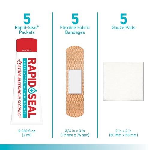 Rapid Seal 15-teiliges Hämostatisches Erste-Hilfe-Wundversorgungsset | Stoppt Blutungen in Sekunden | Schnelle effektive Blutstillung | für Blutgerinnung, Trauma-Kit, Überlebensausrüstung und -zubehör
