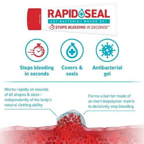 Rapid Seal 15-teiliges Hämostatisches Erste-Hilfe-Wundversorgungsset | Stoppt Blutungen in Sekunden | Schnelle effektive Blutstillung | für Blutgerinnung, Trauma-Kit, Überlebensausrüstung und -zubehör