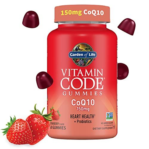 Garden of Life Vitamin Code CoQ10 Gummies – Herzgesundheit & Zelluläre Energie mit Präbiotika und Probiotika, ohne Zuckerzusatz, glutenfrei, nicht-GVO, Erdbeergeschmack, 60 Gummis