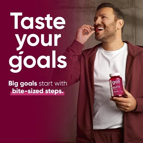 Goli Beets Cardio Gummies mit CoQ10 und Vitamin B12 - Rote-Bete-Extrakt für kardiovaskuläre Gesundheit - Vegan, Nicht-GVO, Glutenfrei (60 Stück)