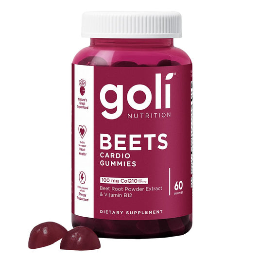 Goli Beets Cardio Gummies mit CoQ10 und Vitamin B12 - Rote-Bete-Extrakt für kardiovaskuläre Gesundheit - Vegan, Nicht-GVO, Glutenfrei (60 Stück)