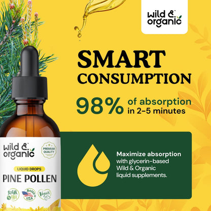 Wild & Organic Kiefernblüten-Tinktur - Kiefernblüten-Extrakt-Tropfen für Männer & Frauen - vegan, zucker- & alkoholfrei - 60 ml