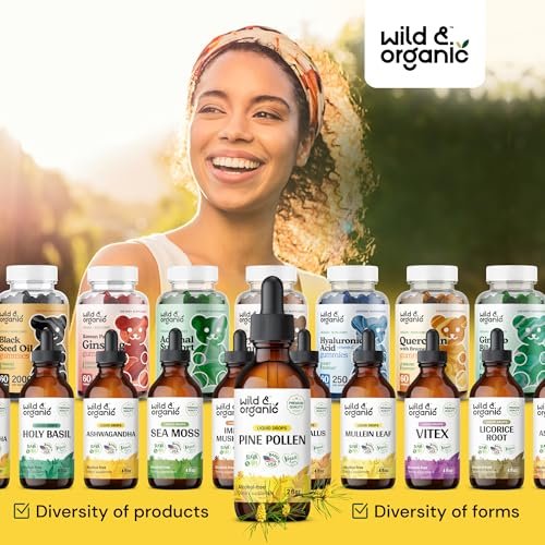 Wild & Organic Kiefernblüten-Tinktur - Kiefernblüten-Extrakt-Tropfen für Männer & Frauen - vegan, zucker- & alkoholfrei - 60 ml
