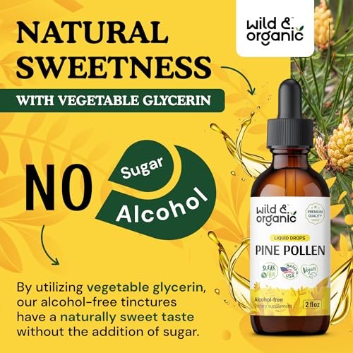 Wild & Organic Kiefernblüten-Tinktur - Kiefernblüten-Extrakt-Tropfen für Männer & Frauen - vegan, zucker- & alkoholfrei - 60 ml