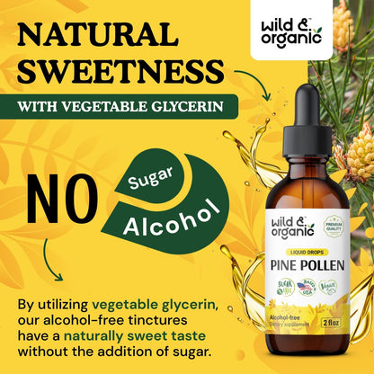 Wild & Organic Kiefernblüten-Tinktur - Kiefernblüten-Extrakt-Tropfen für Männer & Frauen - vegan, zucker- & alkoholfrei - 60 ml