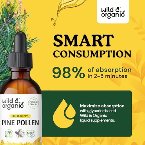 Wild & Organic Kiefernblüten-Tinktur - Kiefernblüten-Extrakt-Tropfen für Männer & Frauen - vegan, zucker- & alkoholfrei - 60 ml