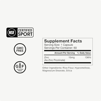 Momentous Zinkpicolinat 15 mg – Immun- & Hormonunterstützung – Bioverfügbares Zinkpräparat – Fördert Gelenkgesundheit & magere Muskelmasse – NSF-zertifiziert für den Sport – Gentechnikfrei & glutenfrei – 60 Portionen