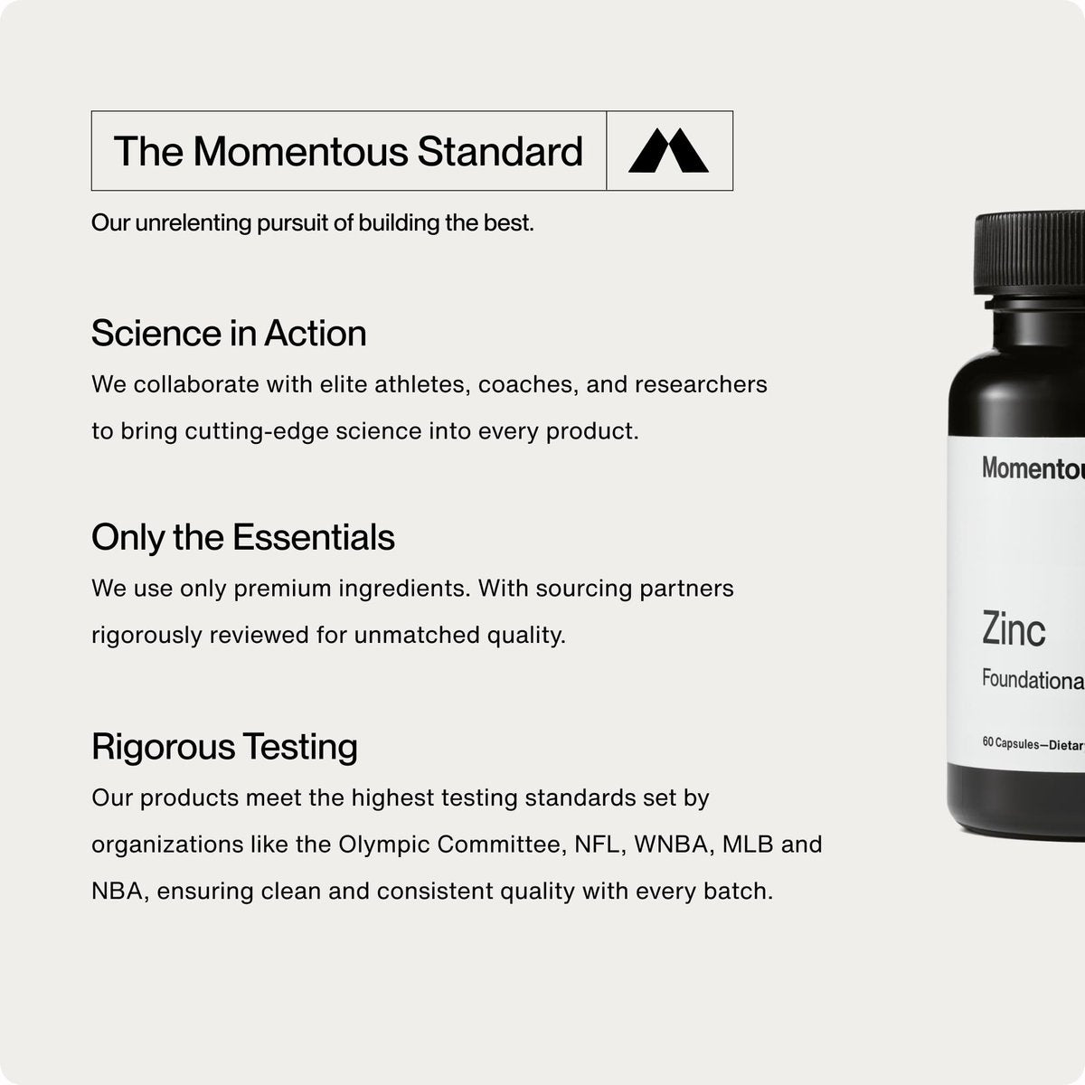Momentous Zinkpicolinat 15 mg – Immun- & Hormonunterstützung – Bioverfügbares Zinkpräparat – Fördert Gelenkgesundheit & magere Muskelmasse – NSF-zertifiziert für den Sport – Gentechnikfrei & glutenfrei – 60 Portionen