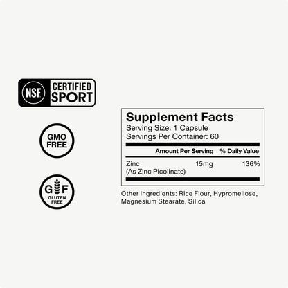 Momentous Zinkpicolinat 15 mg – Immun- & Hormonunterstützung – Bioverfügbares Zinkpräparat – Fördert Gelenkgesundheit & magere Muskelmasse – NSF-zertifiziert für den Sport – Gentechnikfrei & glutenfrei – 60 Portionen