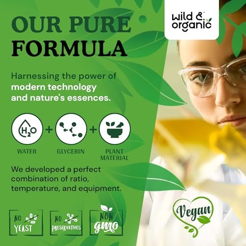Wild & Organic Grüntee-Extrakt Flüssigtropfen - Antioxidantien-Unterstützung - Natürliche Grüntee-Ergänzung - Camelia Sinensis Tinktur - Vegan, Zucker- & Alkoholfrei - 60 ml