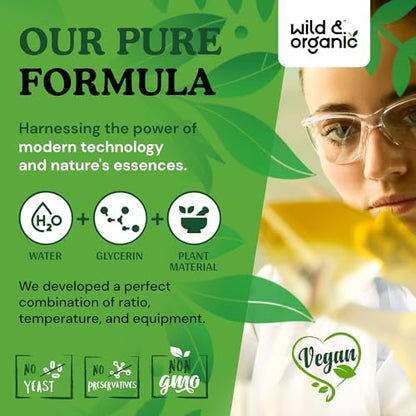 Wild & Organic Grüntee-Extrakt Flüssigtropfen - Antioxidantien-Unterstützung - Natürliche Grüntee-Ergänzung - Camelia Sinensis Tinktur - Vegan, Zucker- & Alkoholfrei - 60 ml