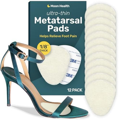 Ultra-Dünne Mittelfußpolster für Damen und Herren – Ballenpolster, 12er-Pack (6 Paare), 1/8 Zoll dick